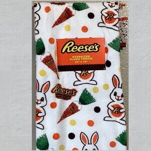 Reese’s White Bunny Plush Oversized Throw Blanket Measures 50 x 70 in